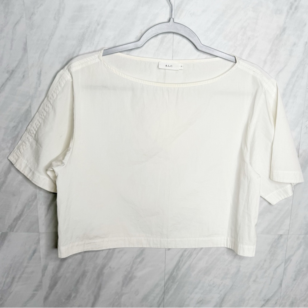 A.L.C. Women's White Short Sleeve Crop Top 6